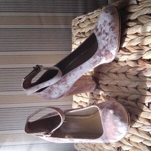 Elaine Turner Norma pink crushed  Velvet  Mary Jane 8.5